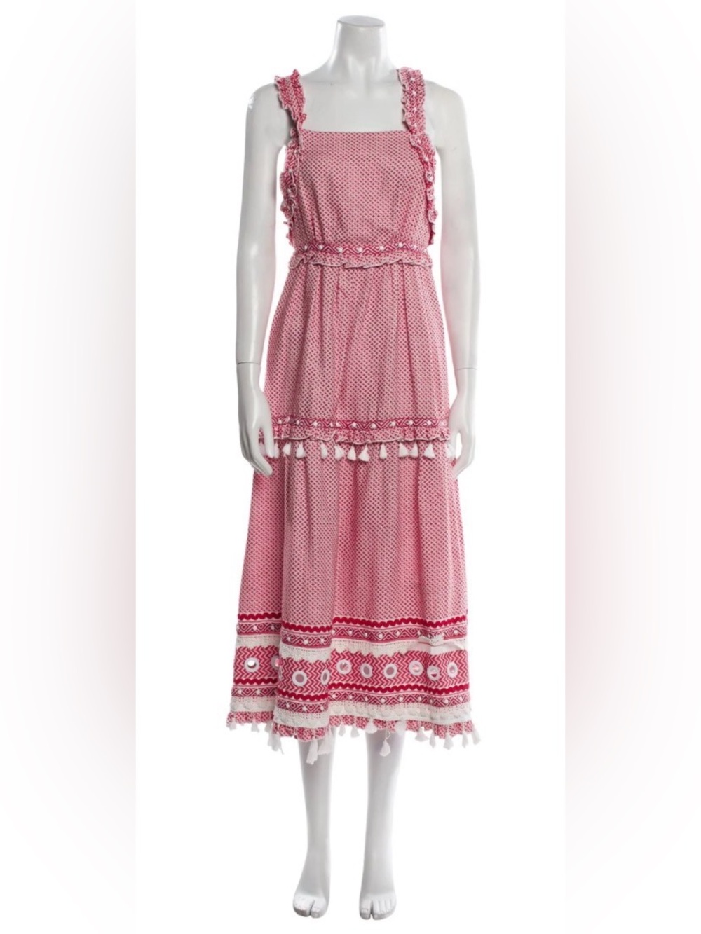 DoDo Bar Or Dress Women M Resort Collection Red White Tassel